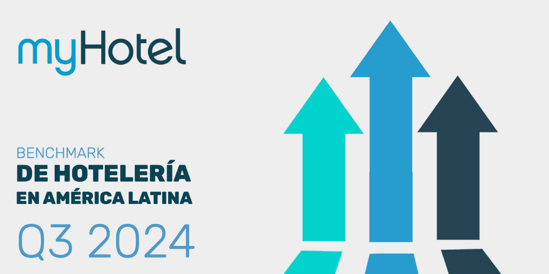 Gráfico comparativo de benchmarks de hotelería mostrando el desempeño de hoteles en América Latina durante los tres trimestres del año 2024