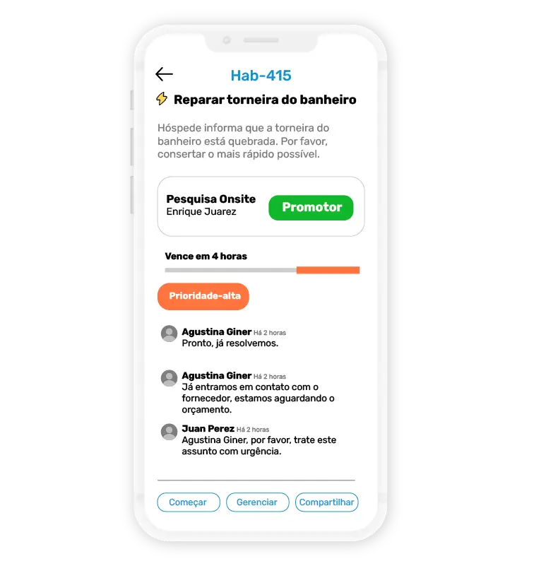 app do gestor de casos para hotéis