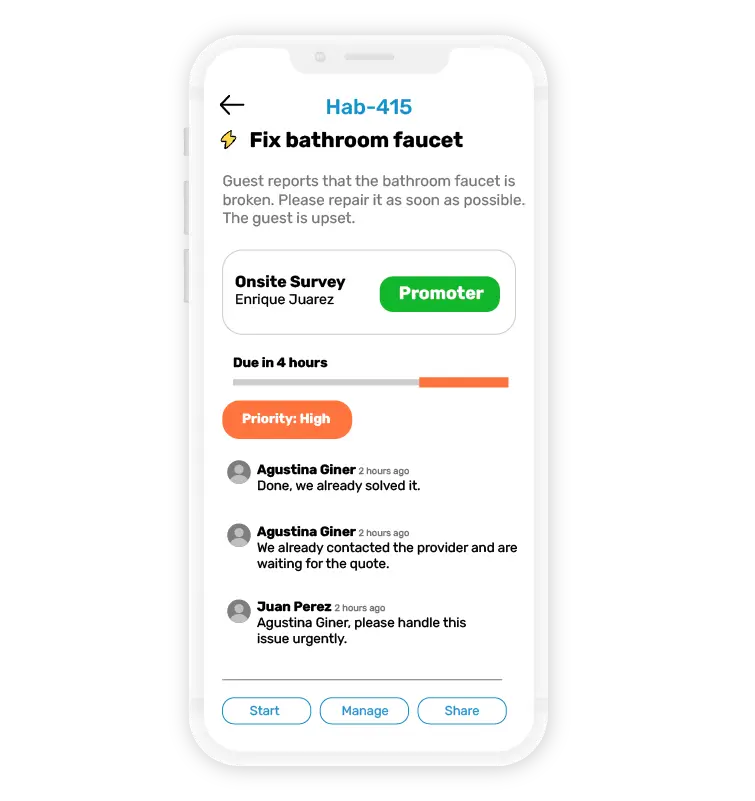 Case manager app for hotels