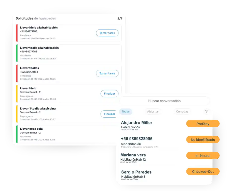 Historial de conversaciones y mini desk